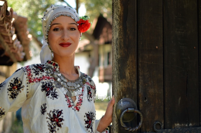 In a traditional bulgarian costume